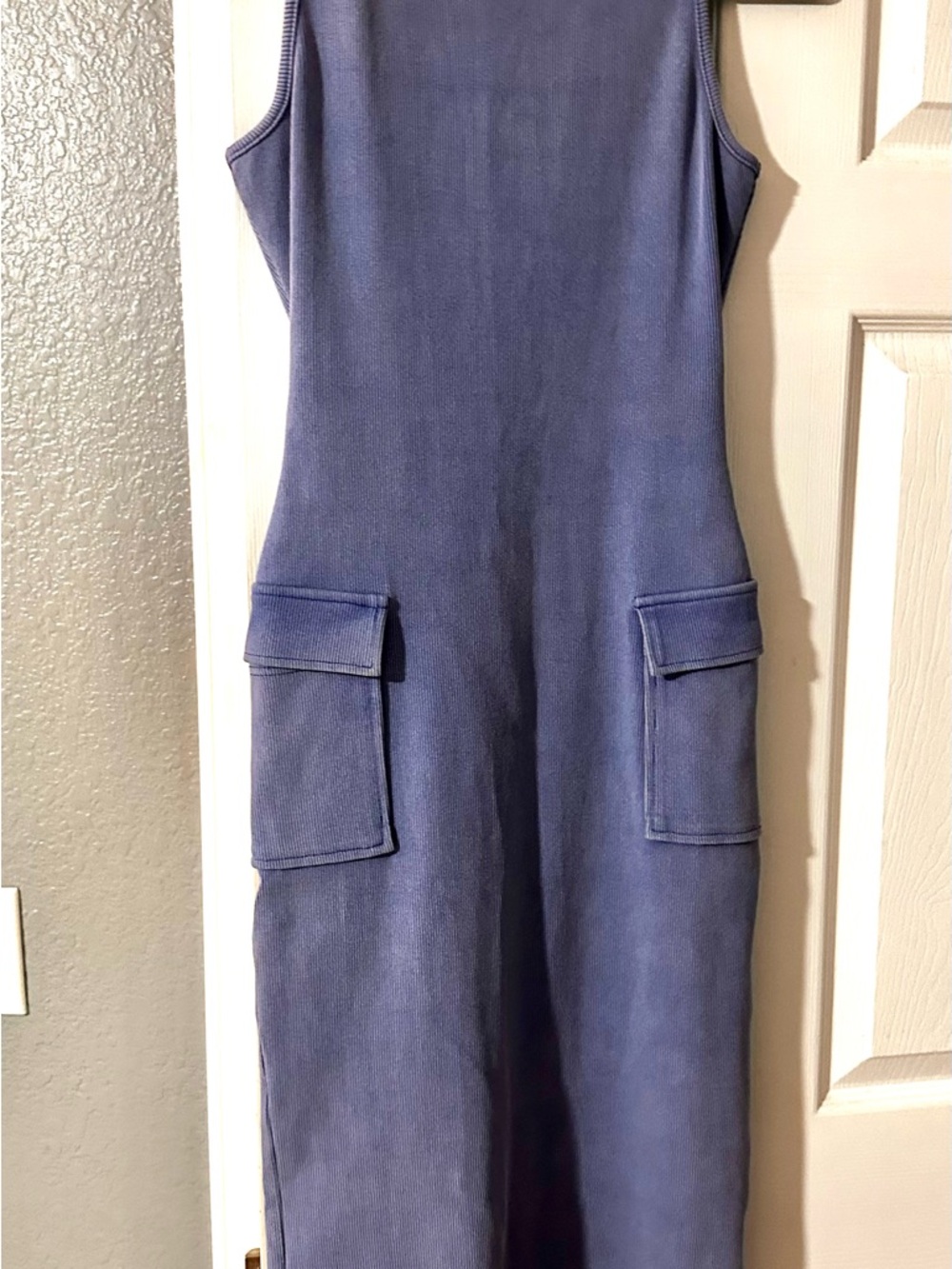 Sleeveless Midi/Maxi Dress with Utility Pockets - Blue